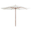 udendørs parasol med træstang 350 cm sandhvid