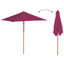 parasol 150x200 cm træstang bordeauxrød