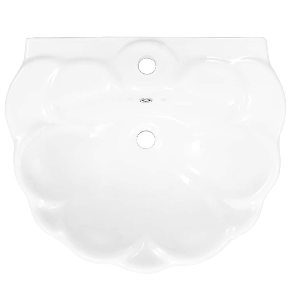 fritstående vask med piedestal keramik hvid 580 x 510 x 200 mm