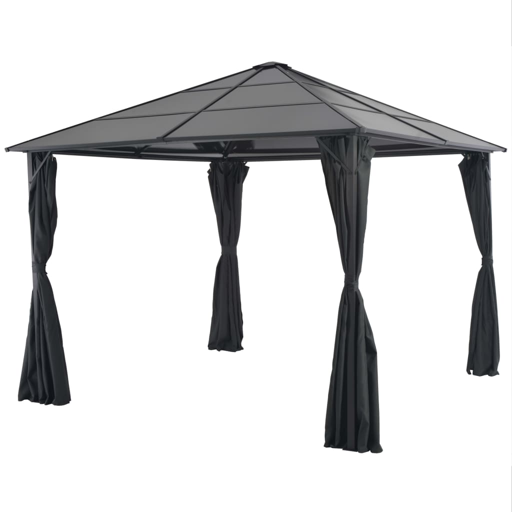 pavillon med gardin aluminium 3 x 3 m sort