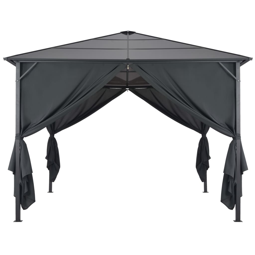 pavillon med gardin aluminium 3 x 3 m sort