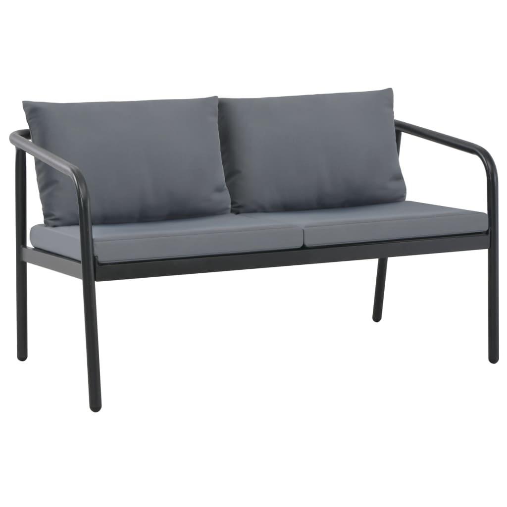 2-personers havesofa med hynder grå aluminium