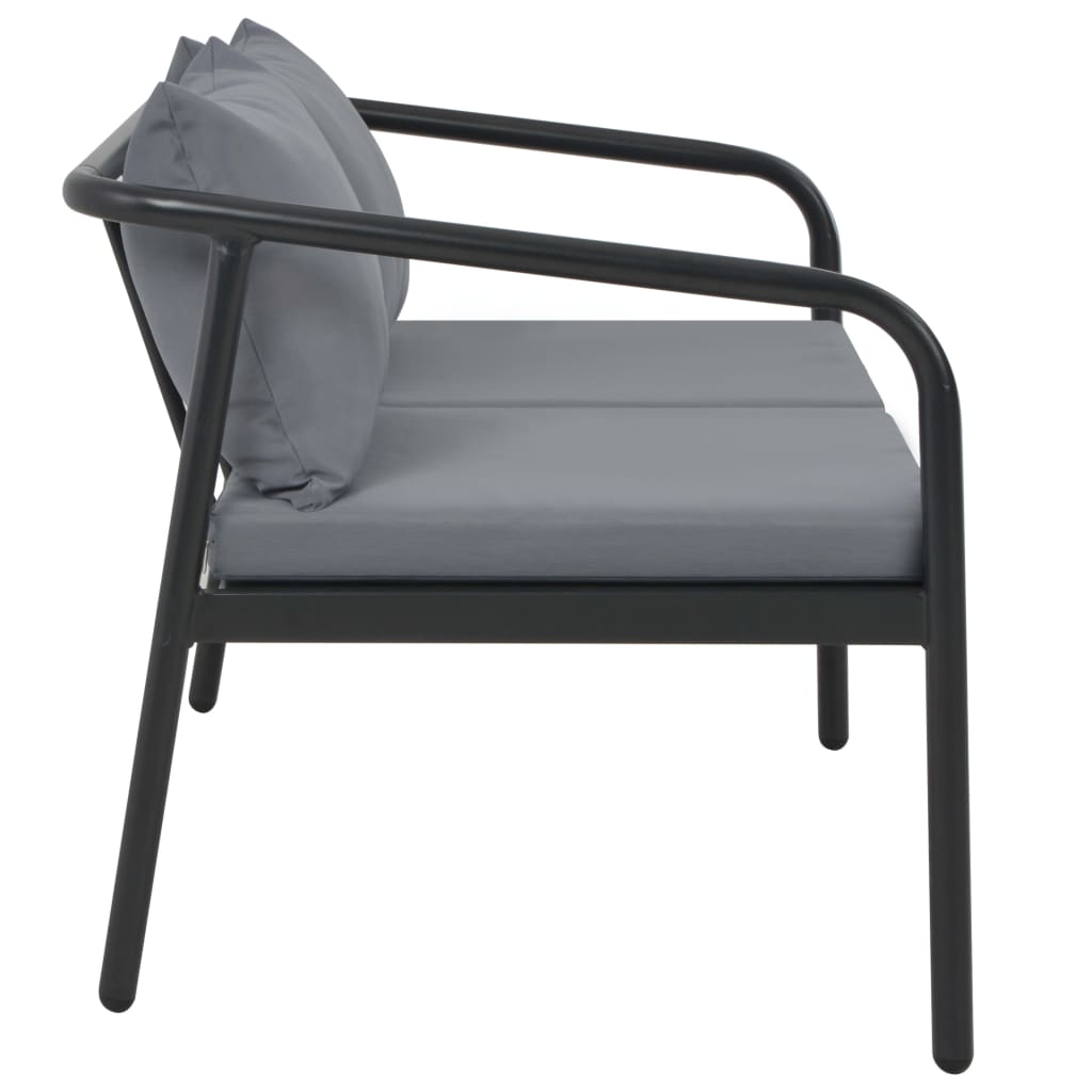 2-personers havesofa med hynder grå aluminium