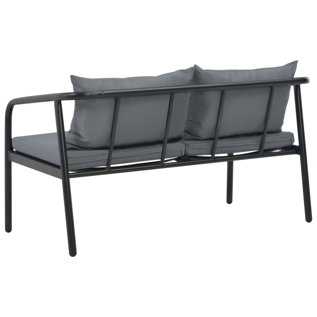 2-personers havesofa med hynder grå aluminium