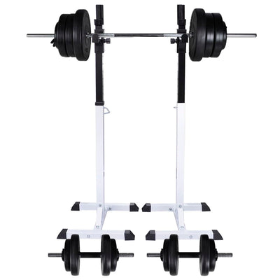 vægtstang- og squat-stativ med vægtstang- og håndvægtsæt 60,5kg