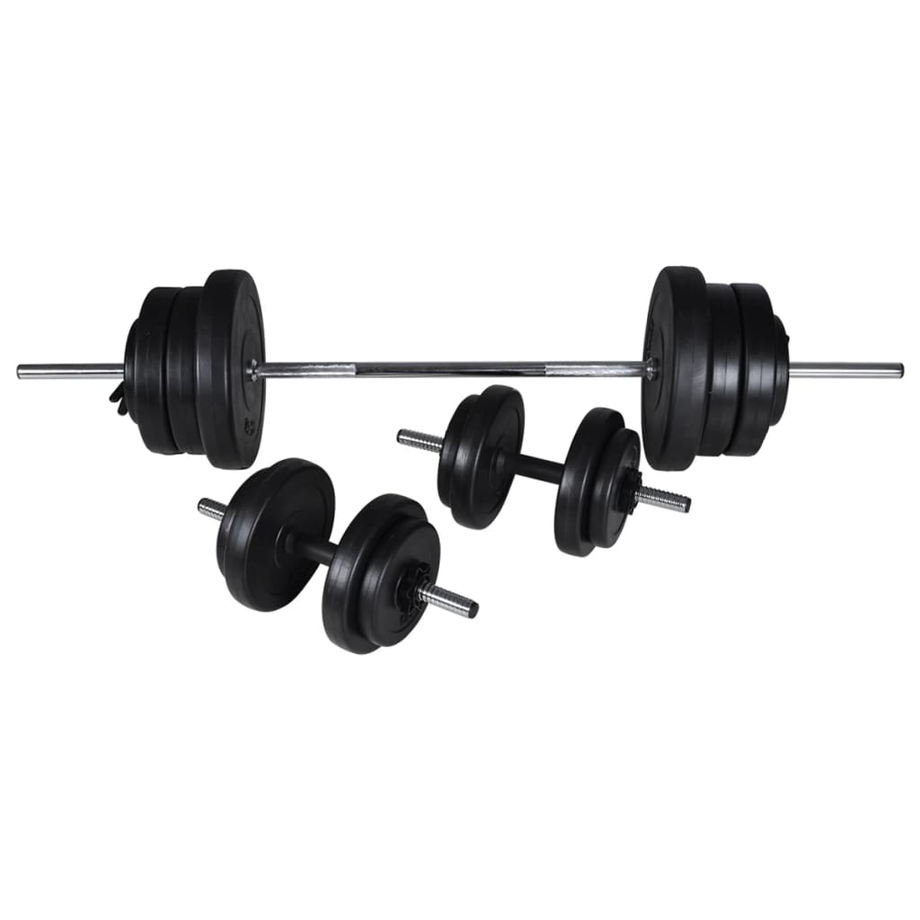 vægtstang- og squat-stativ med vægtstang- og håndvægtsæt 60,5kg