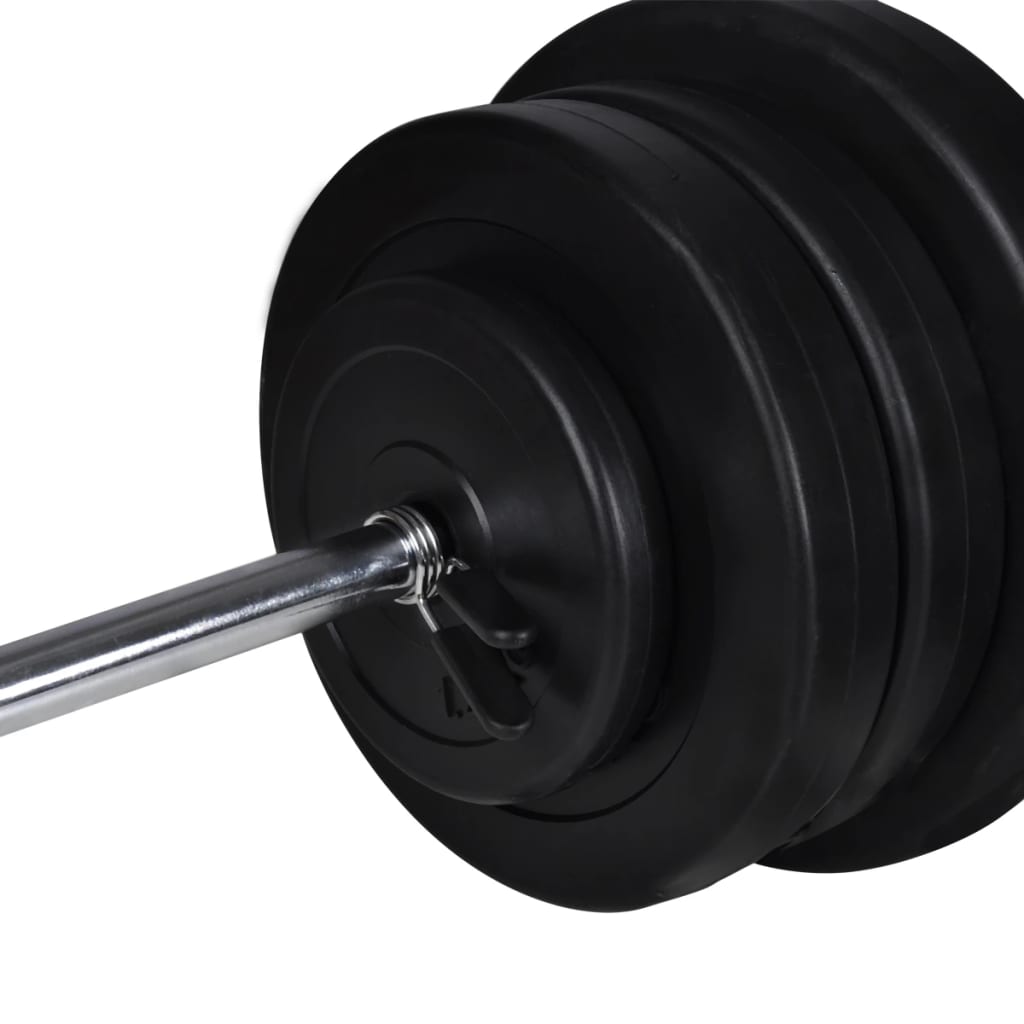 vægtstang- og squat-stativ med vægtstang- og håndvægtsæt 60,5kg