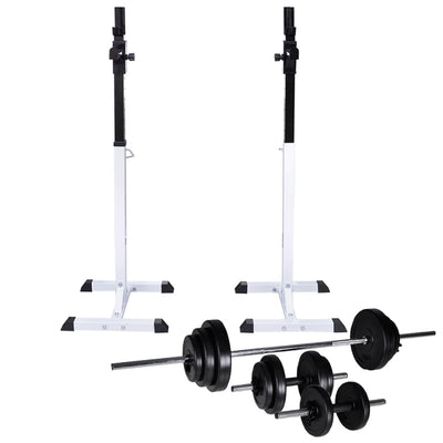 vægtstang- og squat-stativ med vægtstang- og håndvægtsæt 30,5kg