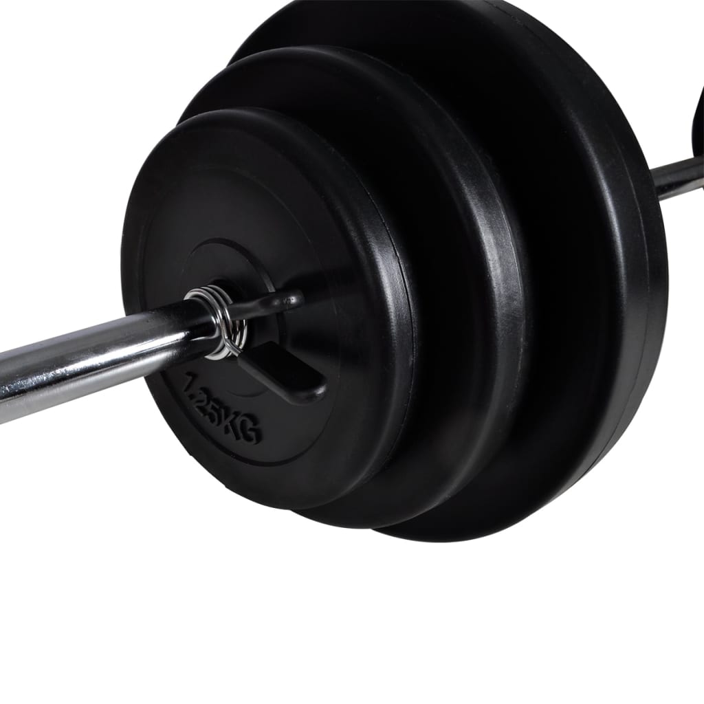 vægtstang- og squat-stativ med vægtstang- og håndvægtsæt 30,5kg