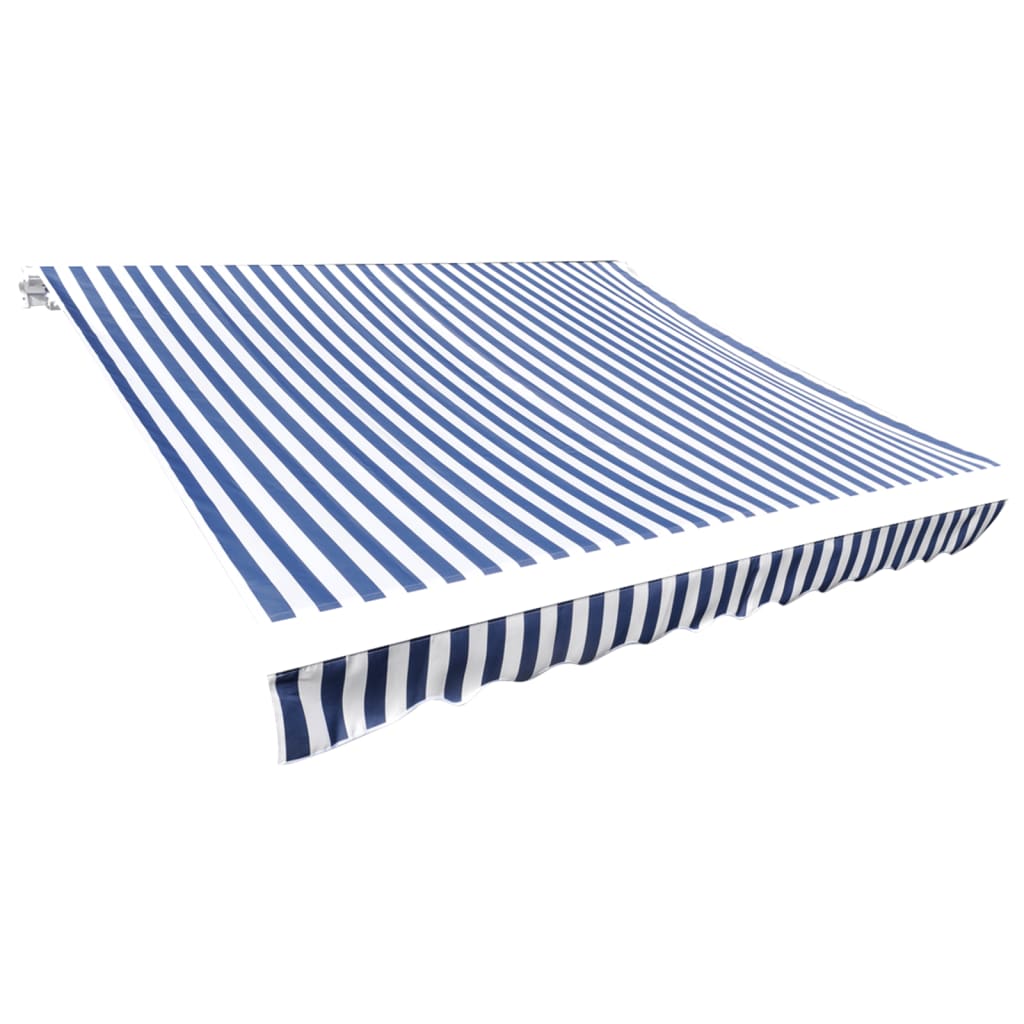 udskiftningsdug til markise 5x3 m polyester blå og hvid