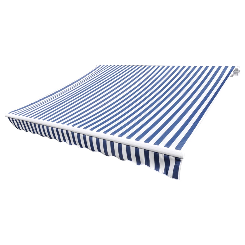 udskiftningsdug til markise 5x3 m polyester blå og hvid
