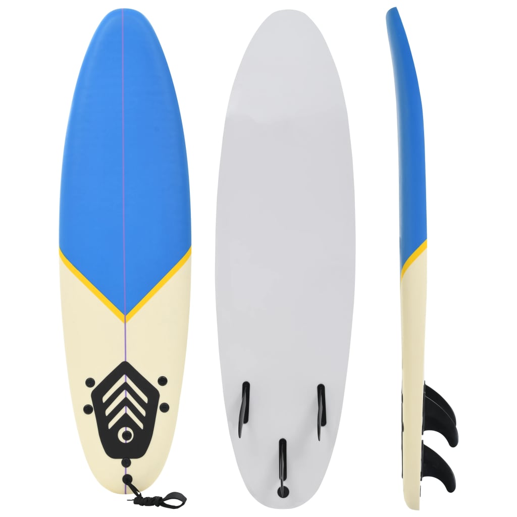 surfboard 170 cm blå og cremefarvet billede
