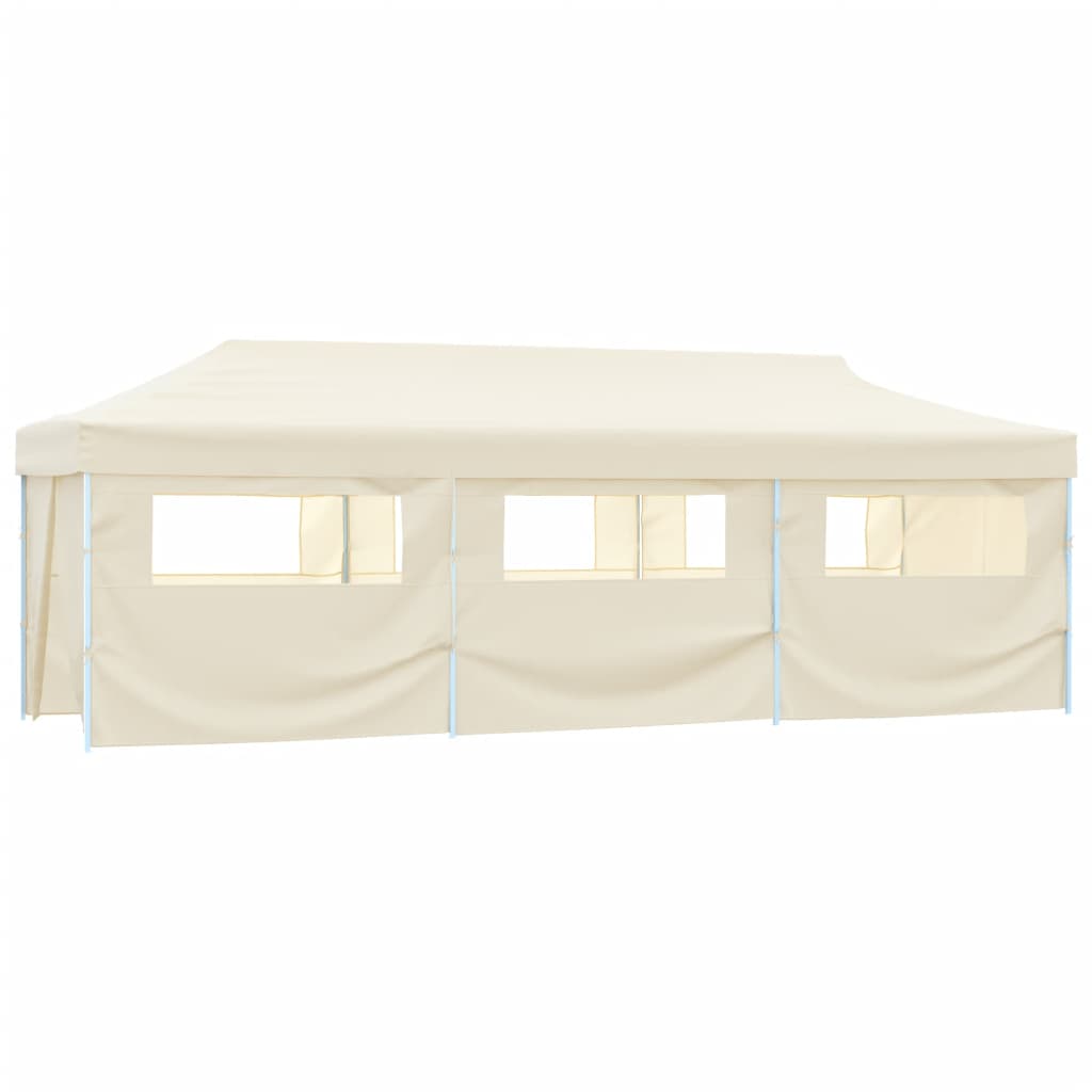 foldbart pop op-festtelt med 8 sidevægge 870x291x315 cm cremefarvet