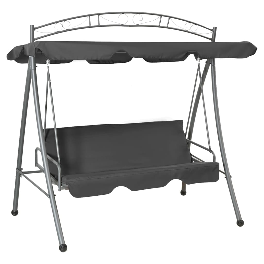 konvertibel gyngesofa baldakin 198x120x205 cm stål antracitgrå billede
