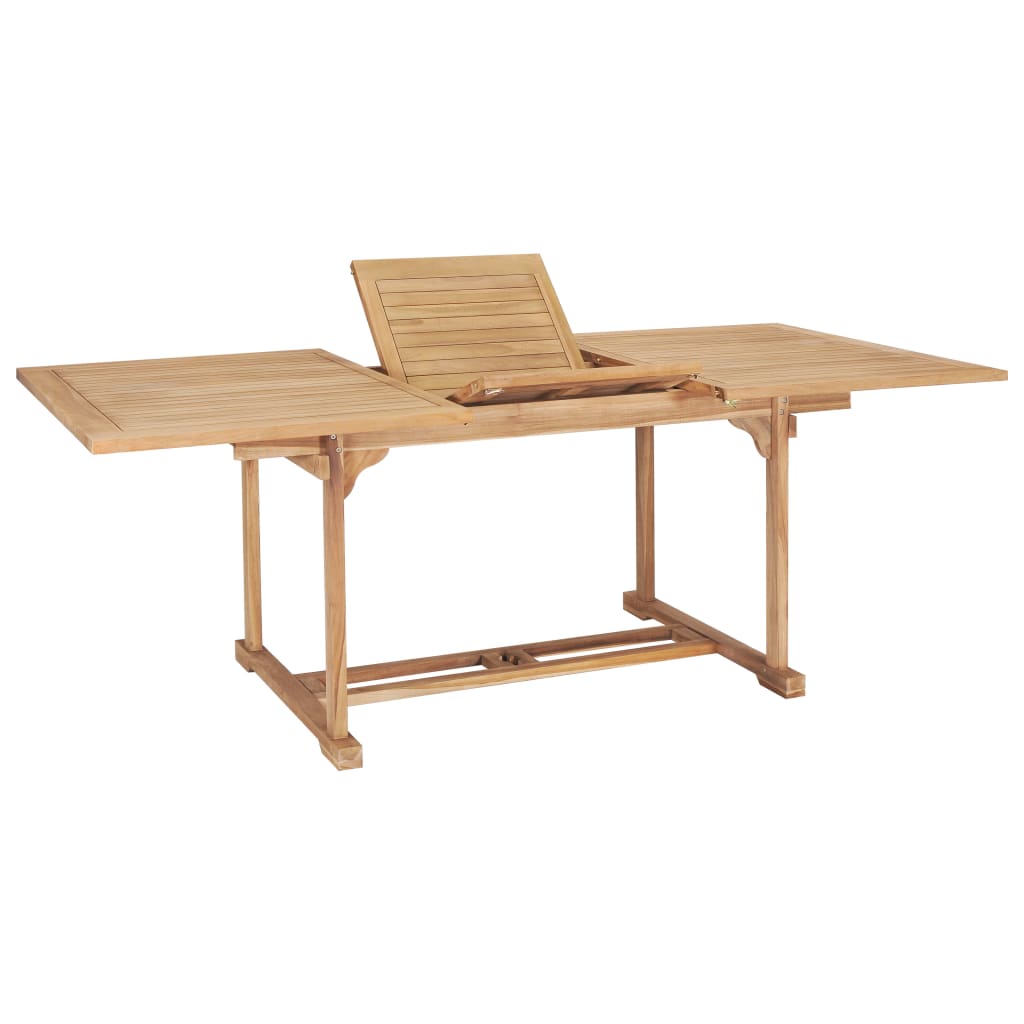 forlængeligt havebord 150-200 x 100 x 75 cm massivt teaktræ billede