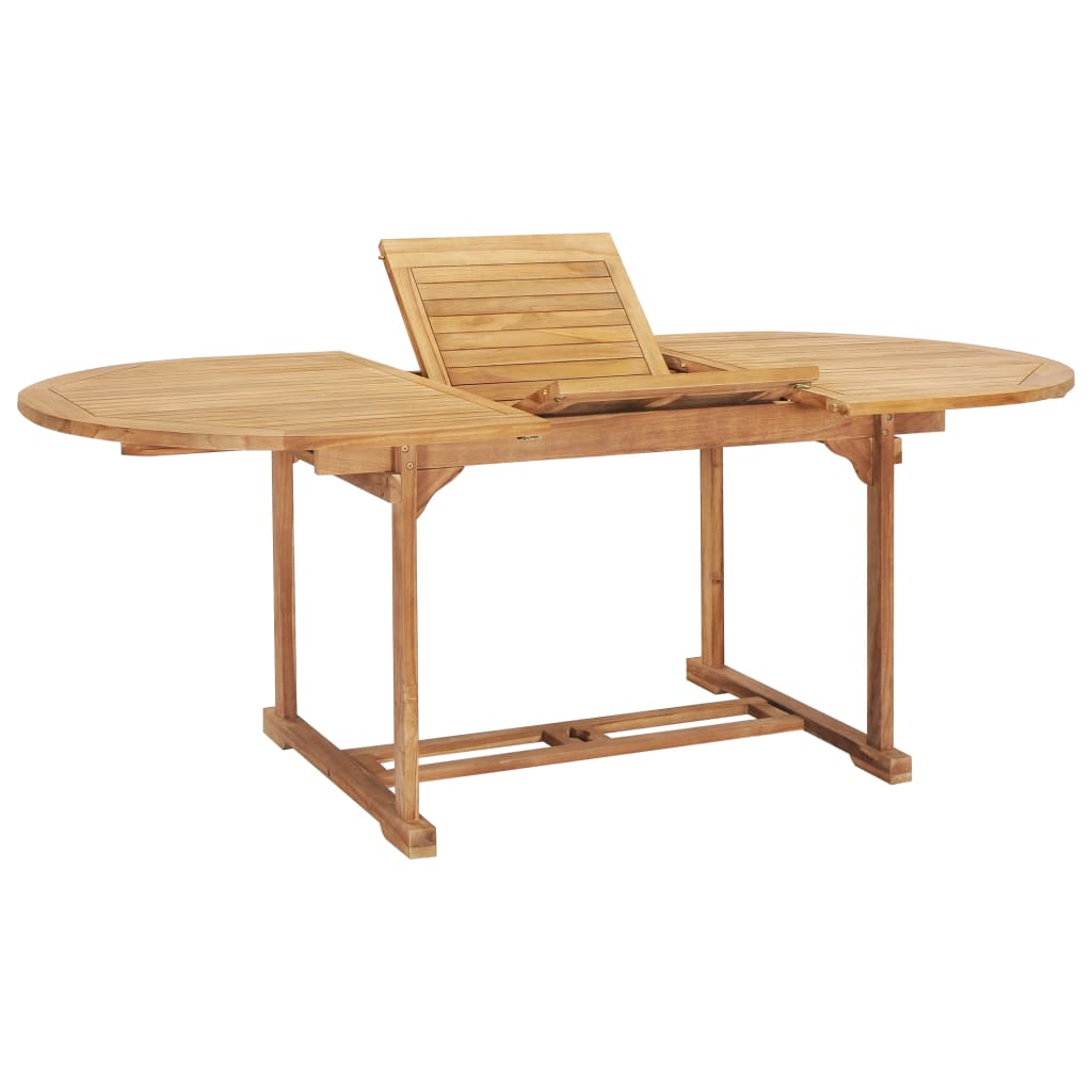 forlængeligt havebord 150-200 x 100 x 75 cm massivt teaktræ billede