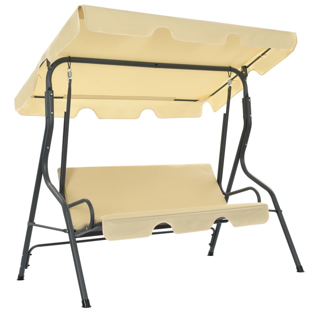 gyngesofa til haven 170x110x153 cm cremefarvet billede