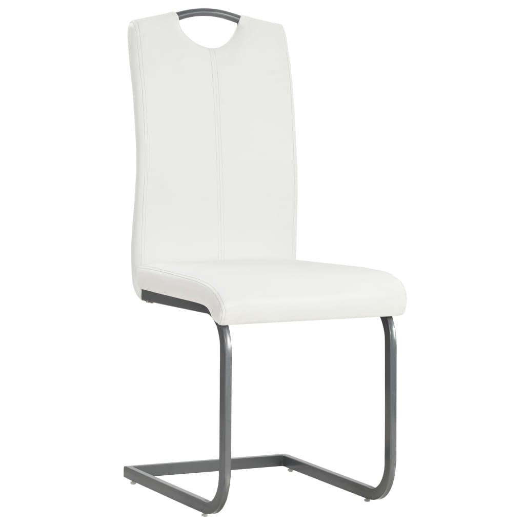spisebordsstole med cantilever 6 stk. stof hvid