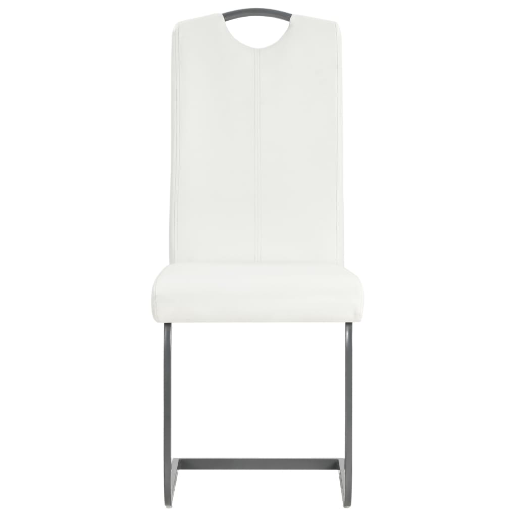 spisebordsstole med cantilever 6 stk. stof hvid