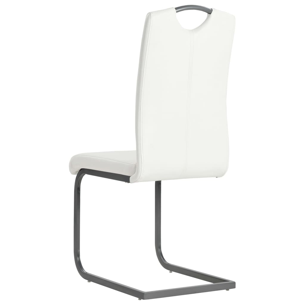 spisebordsstole med cantilever 6 stk. stof hvid