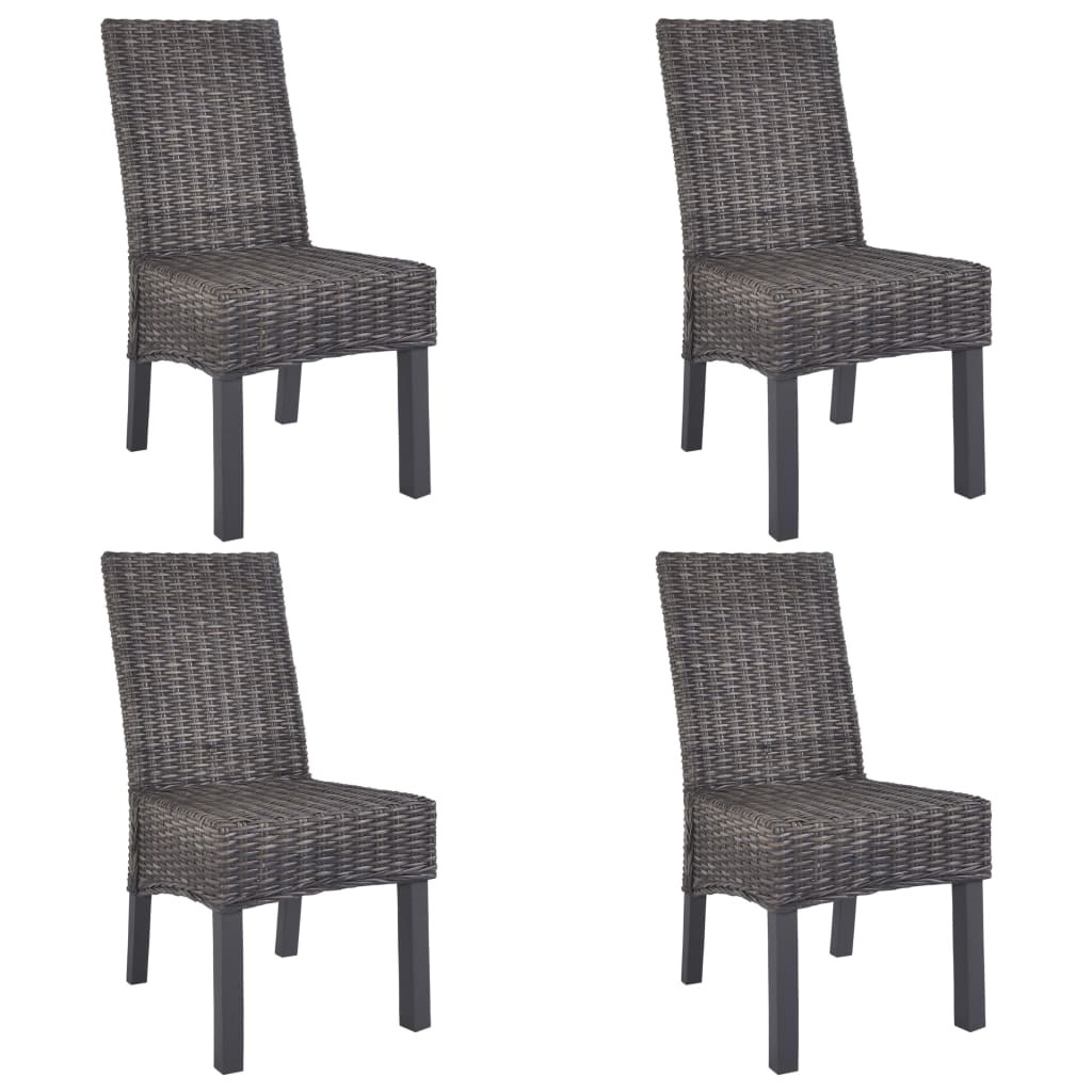 spisebordsstole 4 stk. kubu-rattan og mangotræ brun