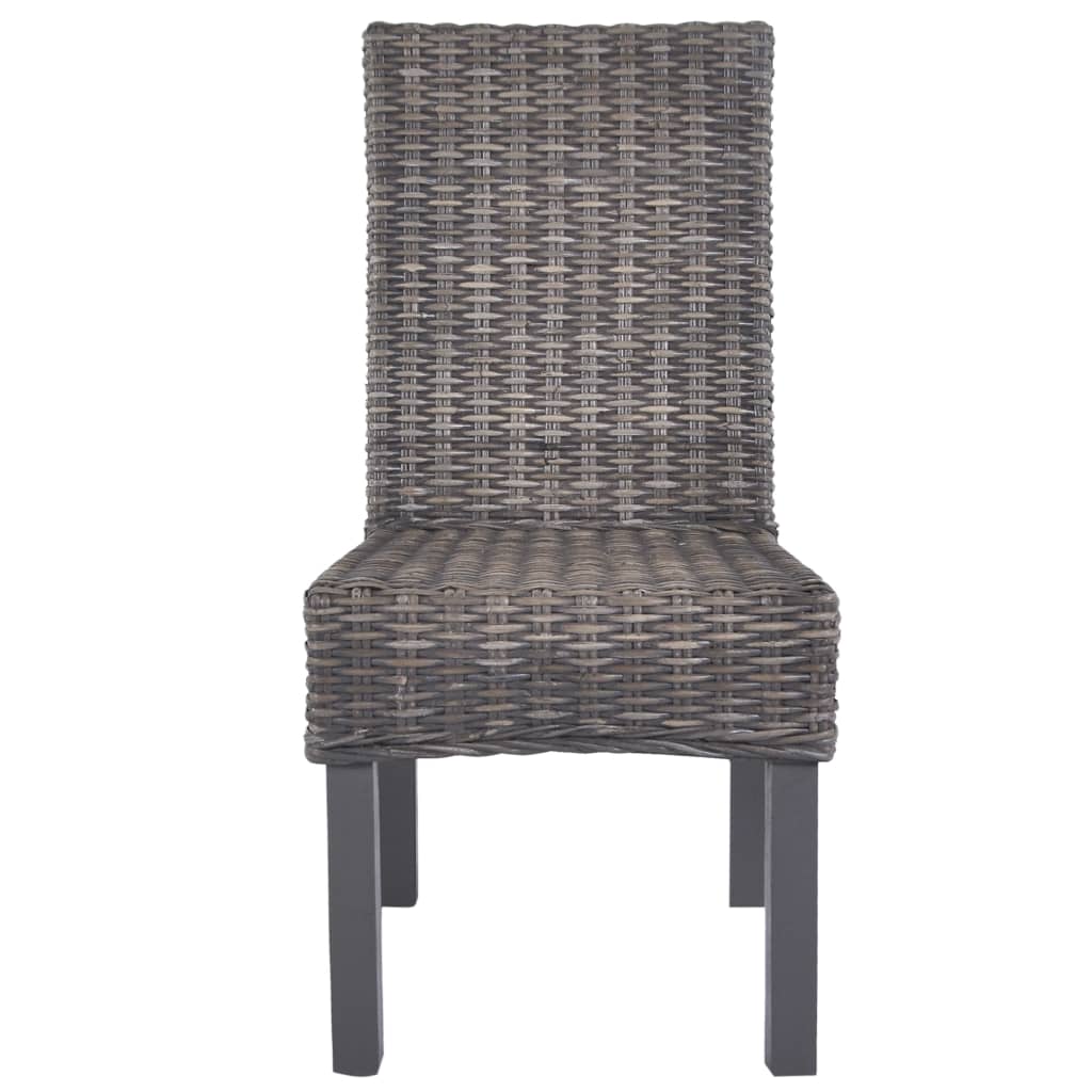 spisebordsstole 4 stk. kubu-rattan og mangotræ brun