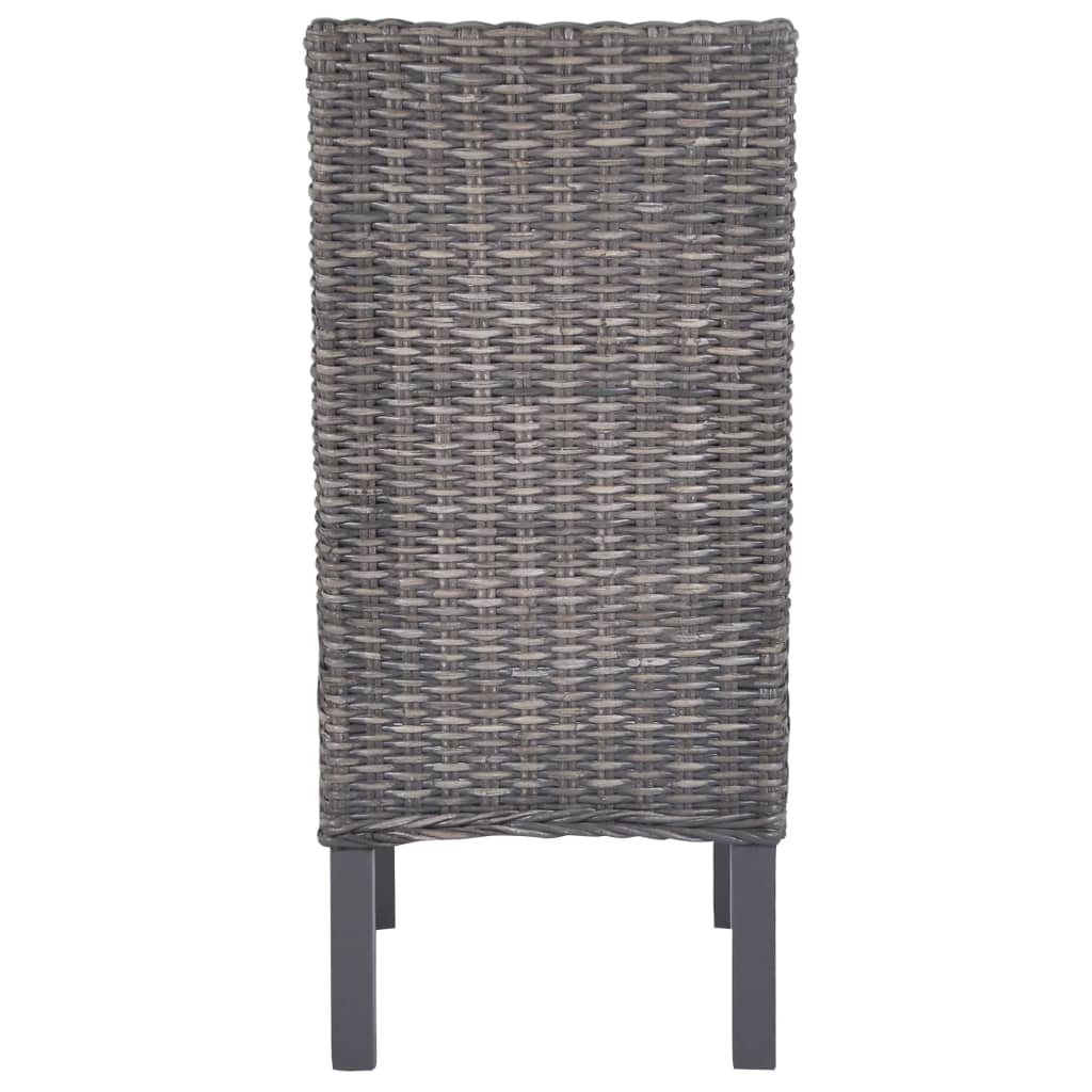 spisebordsstole 6 stk. kubu-rattan og mangotræ brun
