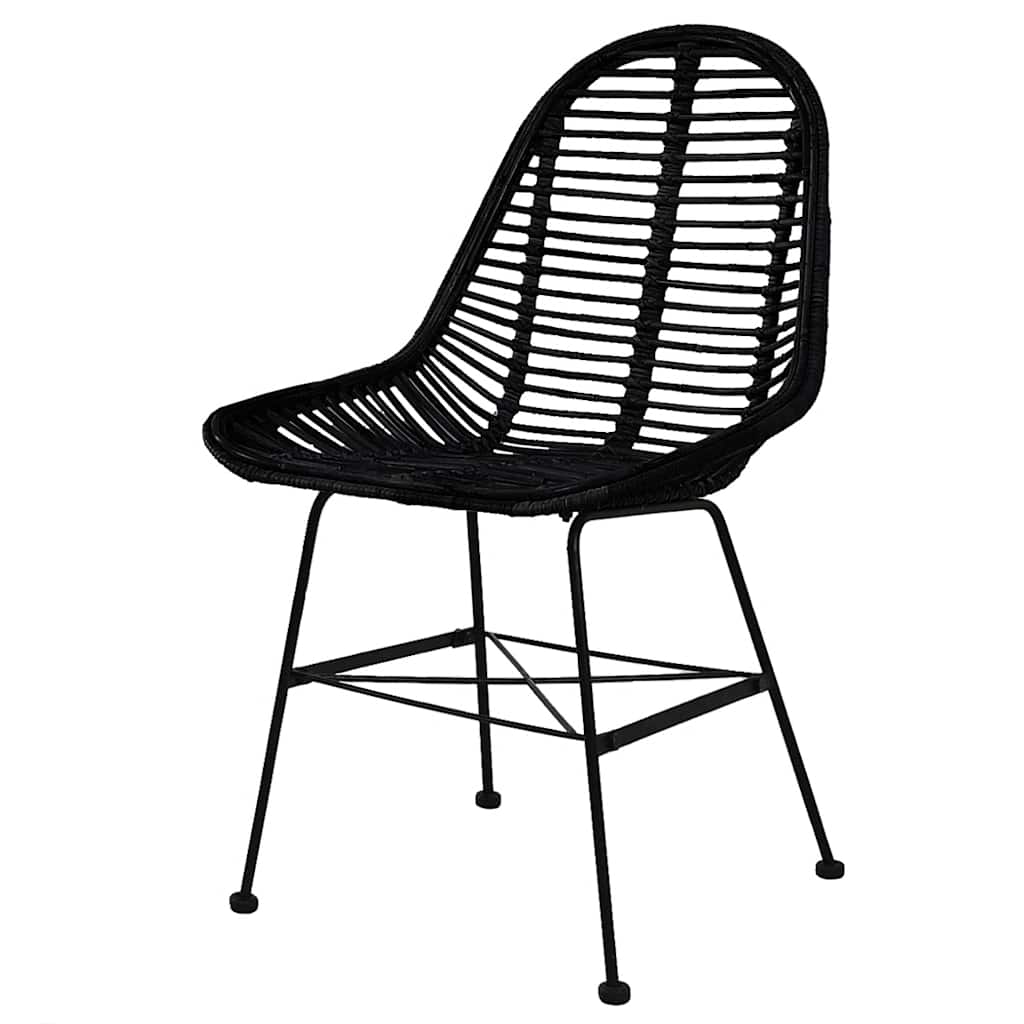 spisebordsstole 6 stk. naturligt rattan sort