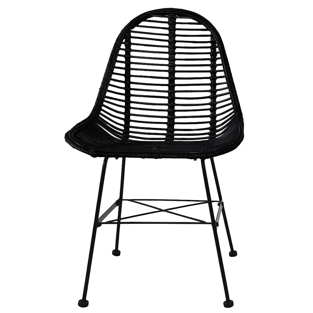spisebordsstole 6 stk. naturligt rattan sort
