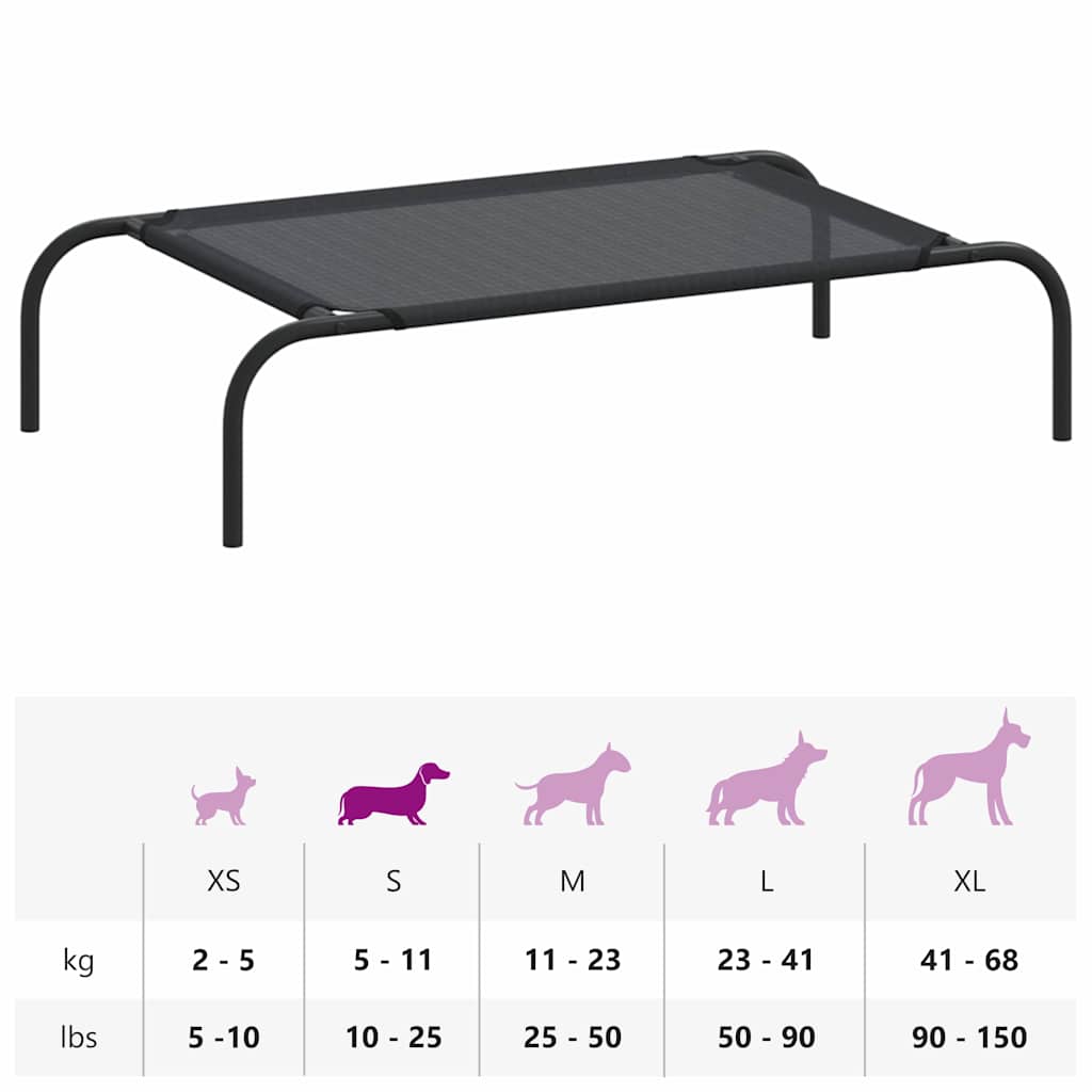 forhøjet hundeseng S textilene sort