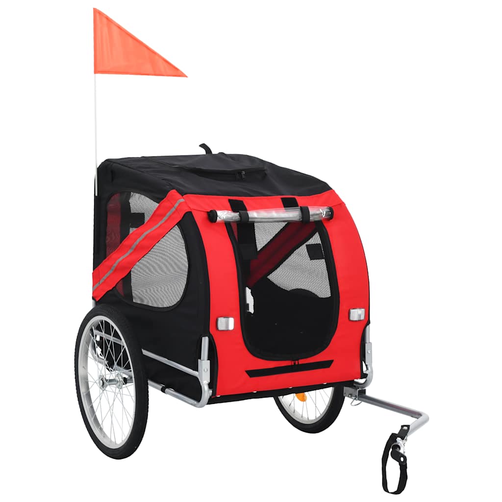 cykeltrailer til kæledyr rød og sort billede