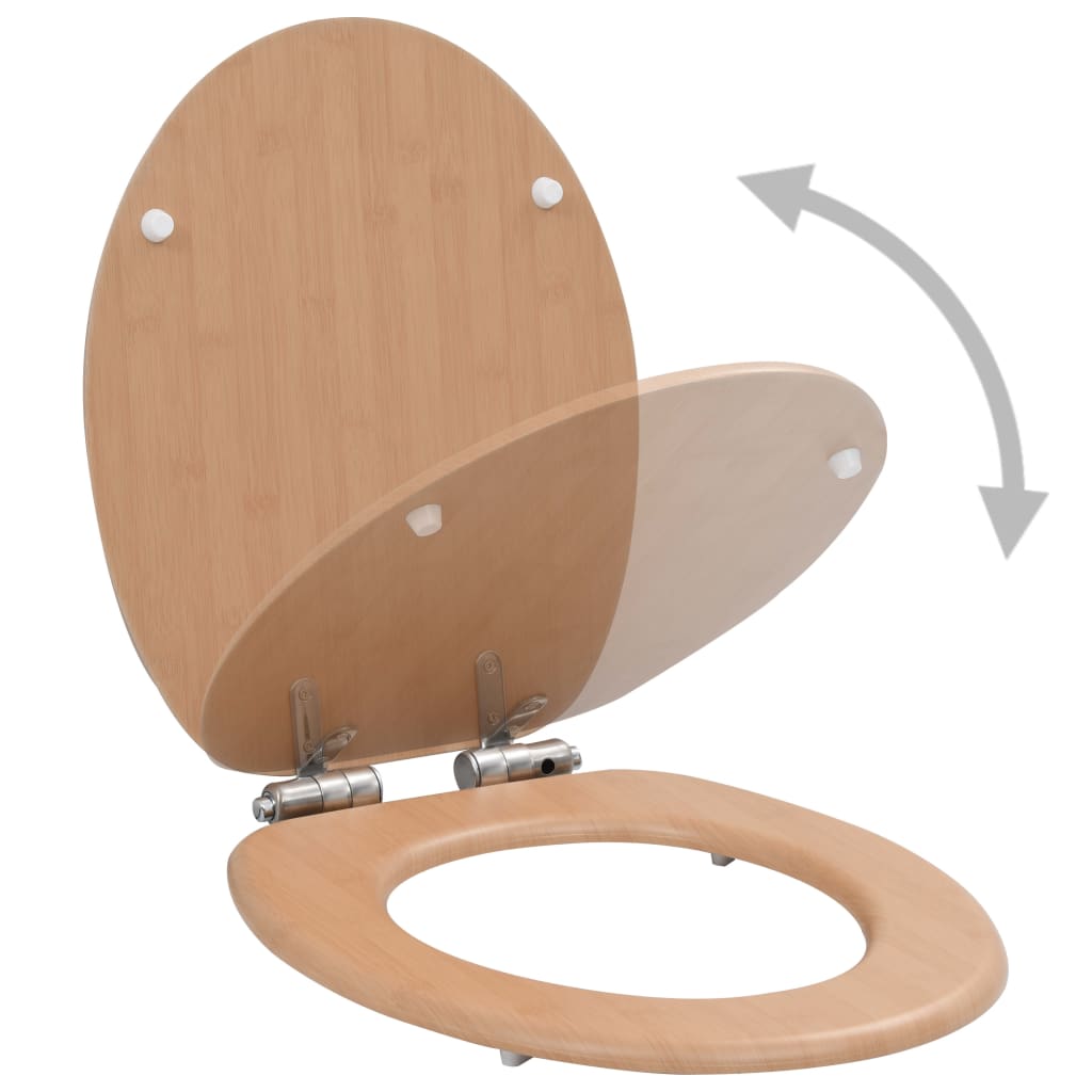 toiletsæde med soft close-låg MDF bambusdesign