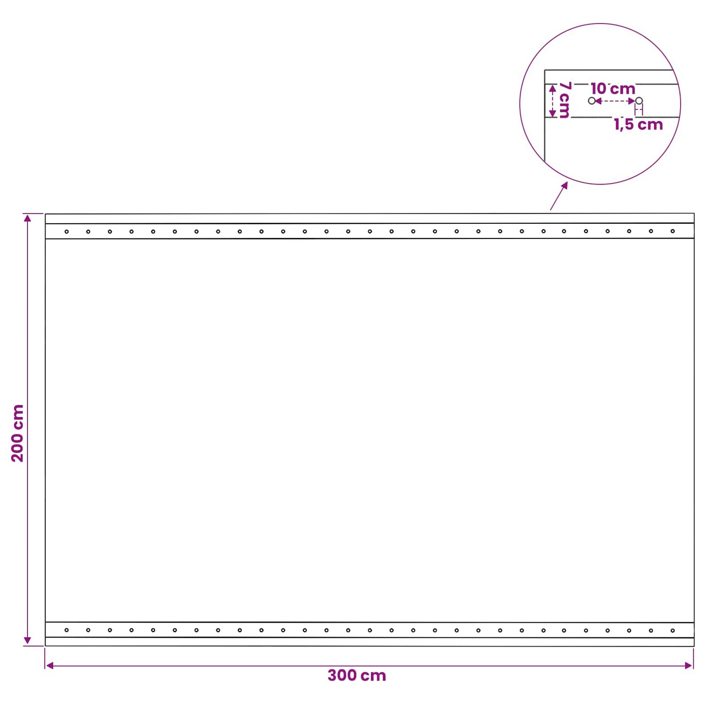 leno-presenning 260 g/m² 2 x 3 m hvid