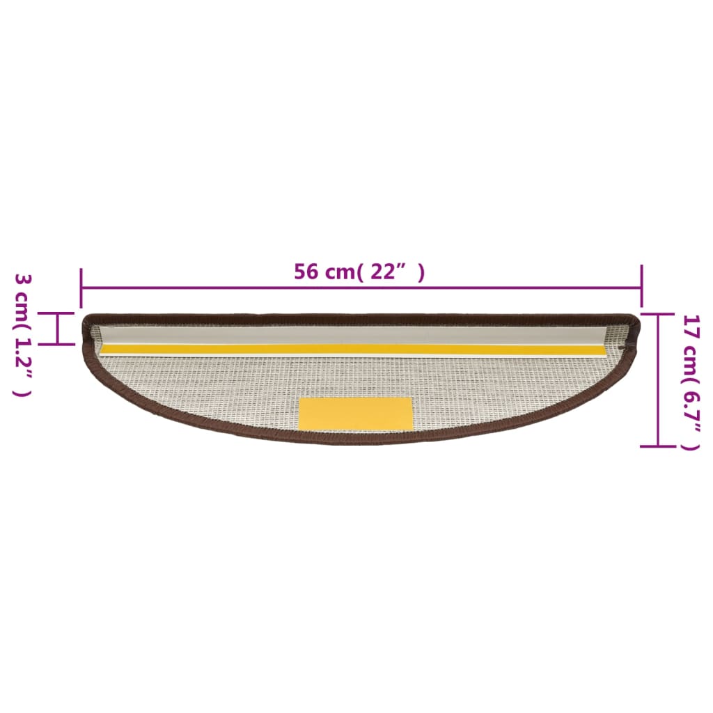trappemåtter 15 stk. 56x17x3 cm kaffebrune halvrund