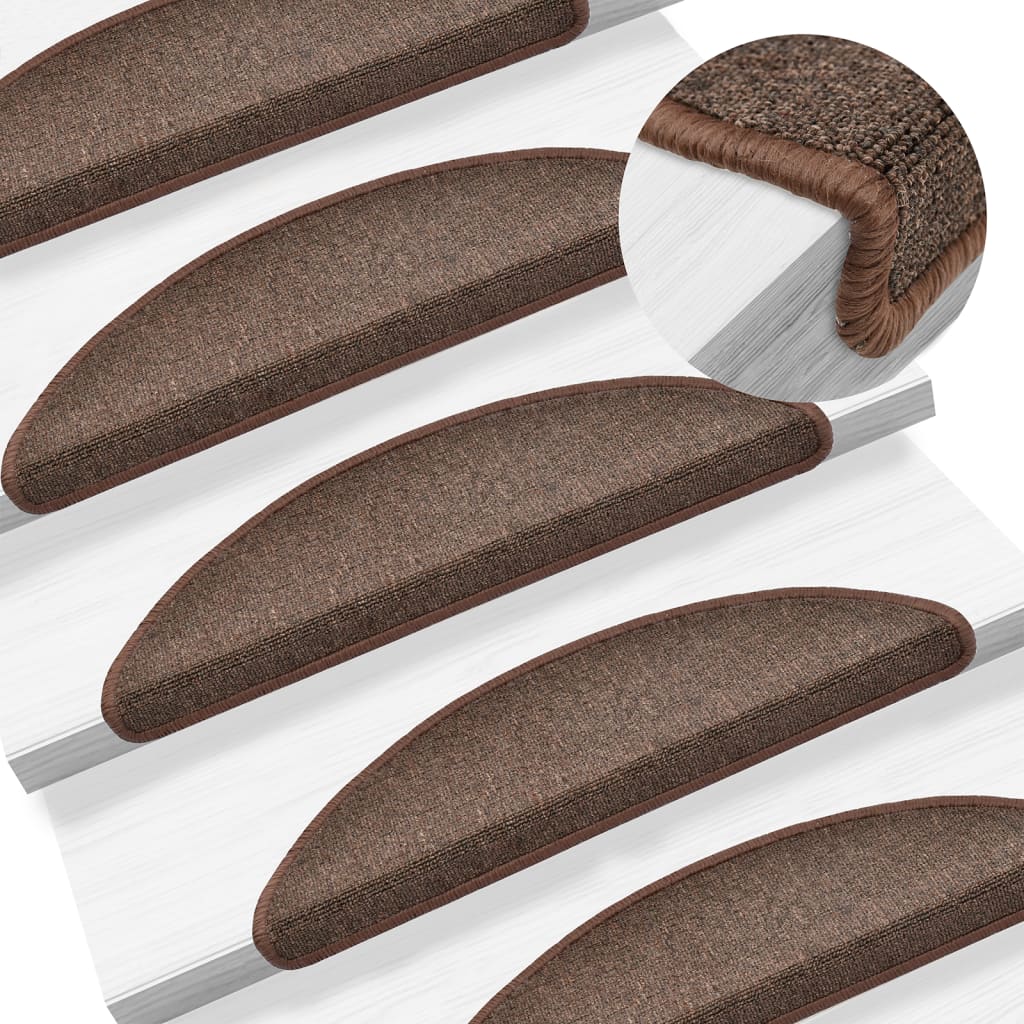 trappemåtter 15 stk. 56x17x3 cm kaffebrune halvrund