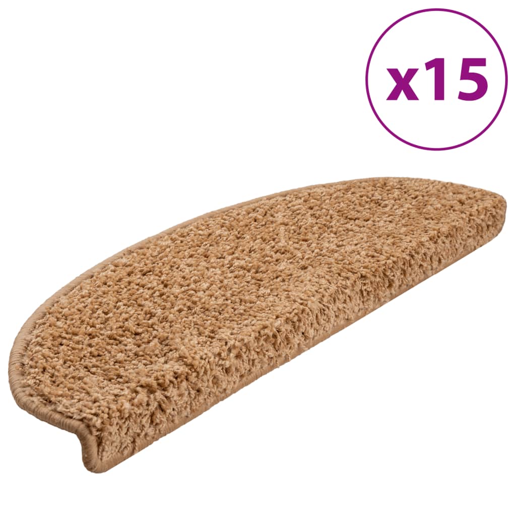 trappemåtter 15 stk. 65x21x4 cm beige halvrunde store