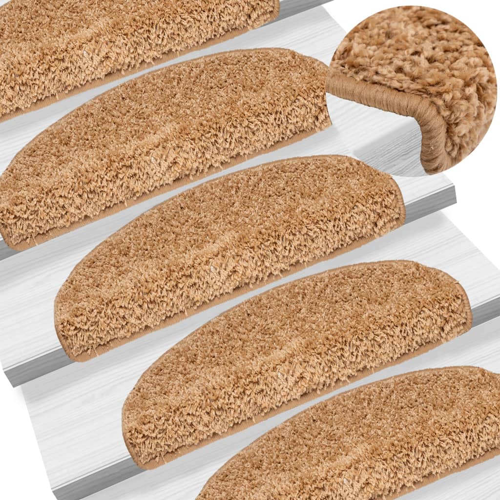 trappemåtter 15 stk. 65x21x4 cm beige halvrunde store