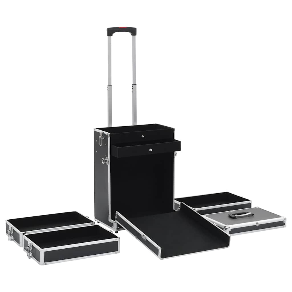 makeupkuffert aluminium sort