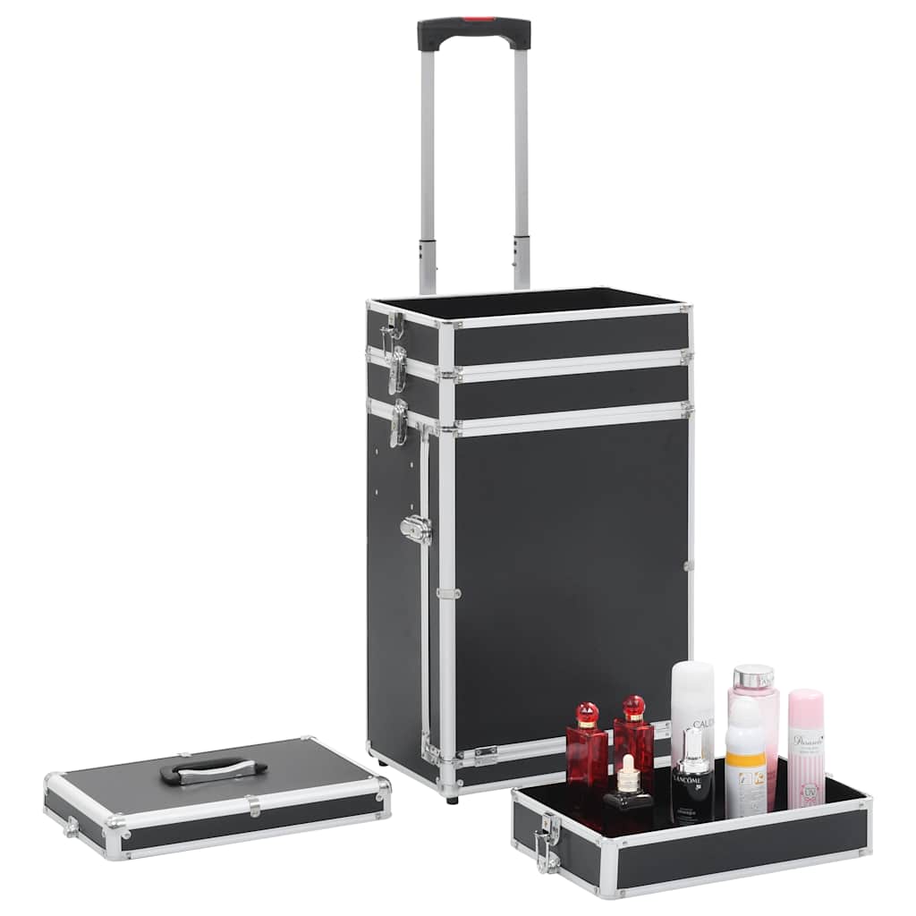 makeupkuffert aluminium sort