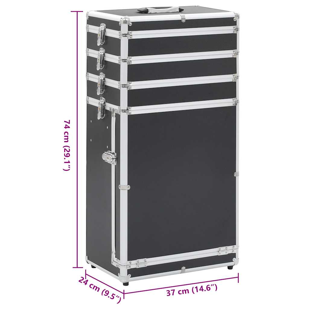makeupkuffert aluminium sort