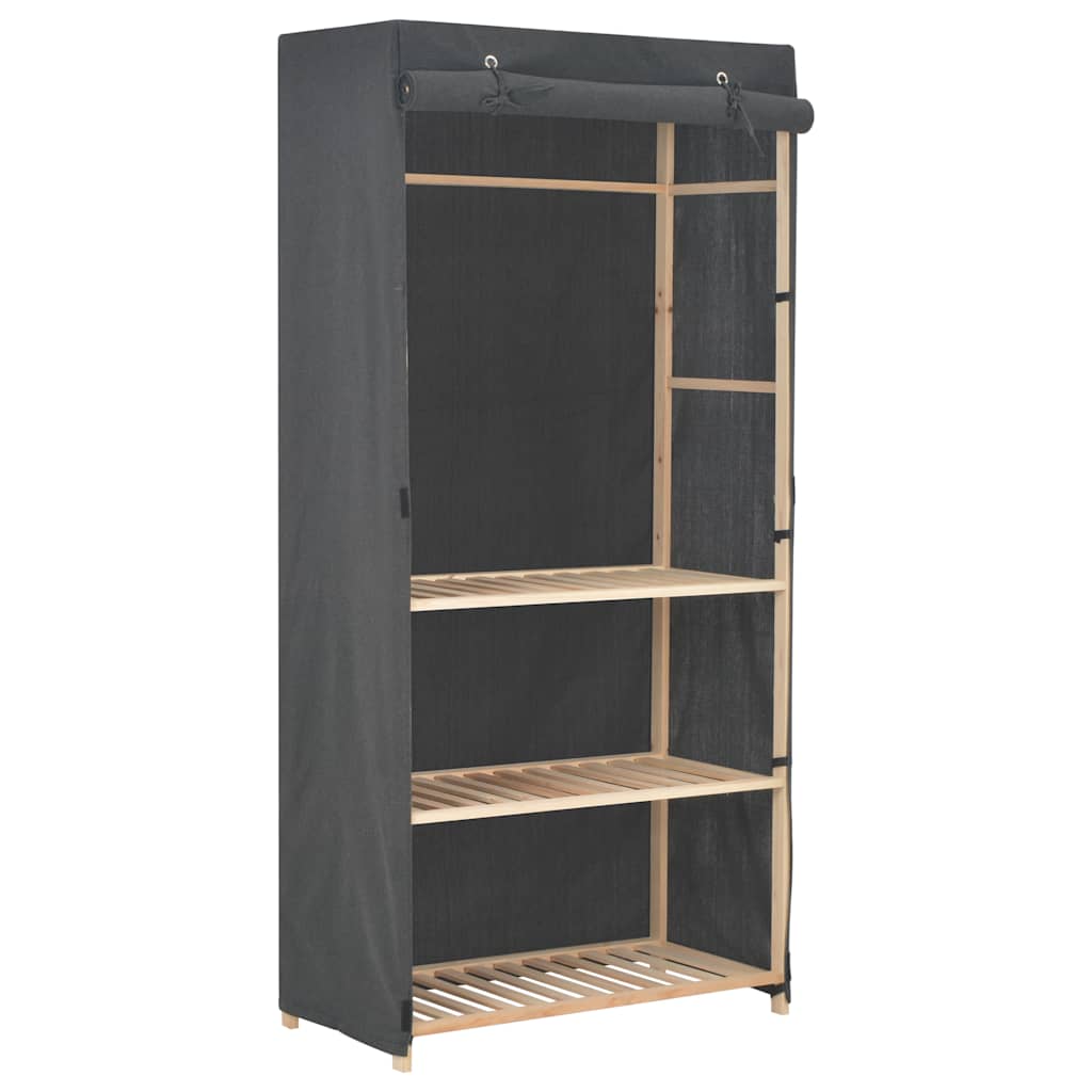 klædeskab i 3 niveauer 79 x 40 x 170 cm stof grå billede