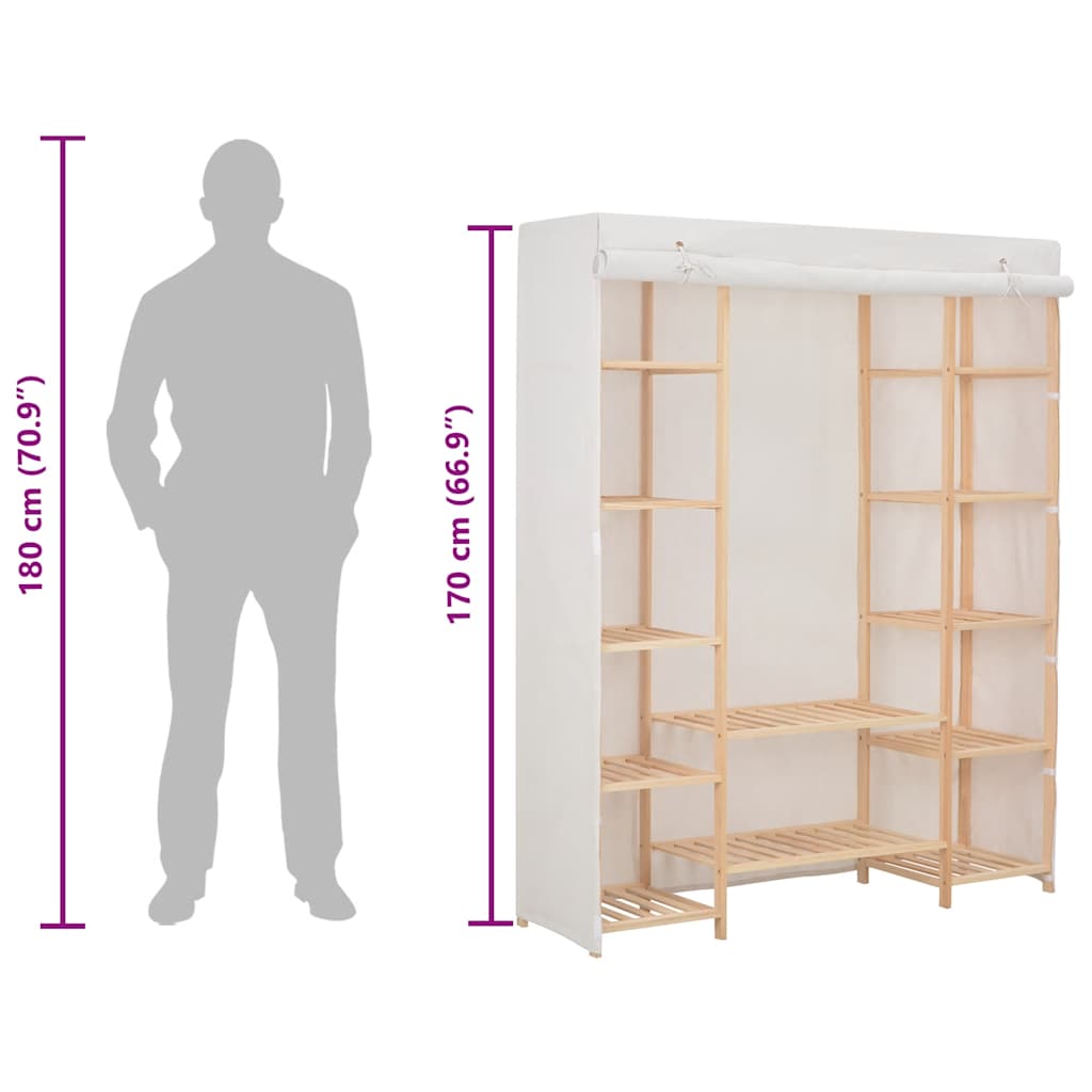 klædeskab 135 x 40 x 170 cm stof hvid