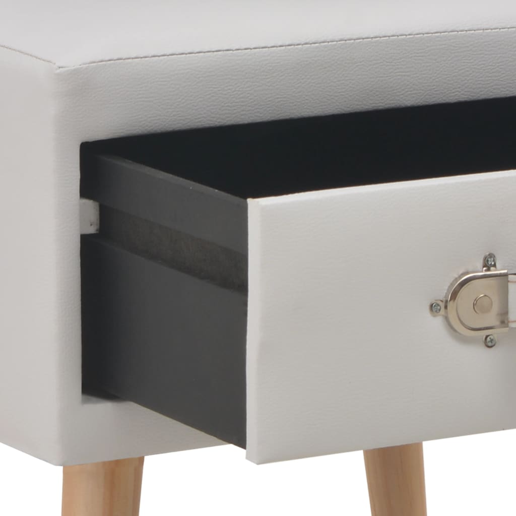sengebord 40 x 35 x 40 cm kunstlæder hvid
