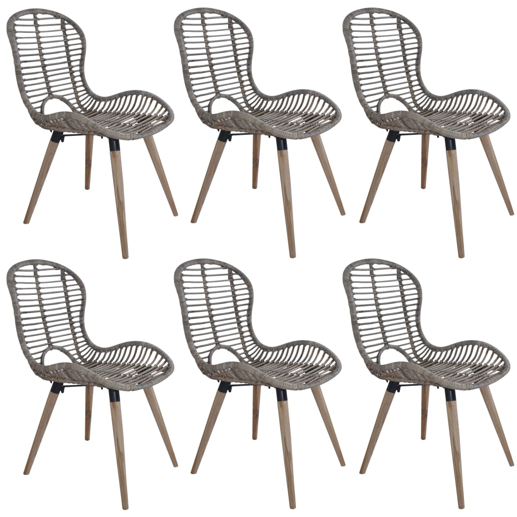 spisebordsstole 6 stk. naturligt rattan brun