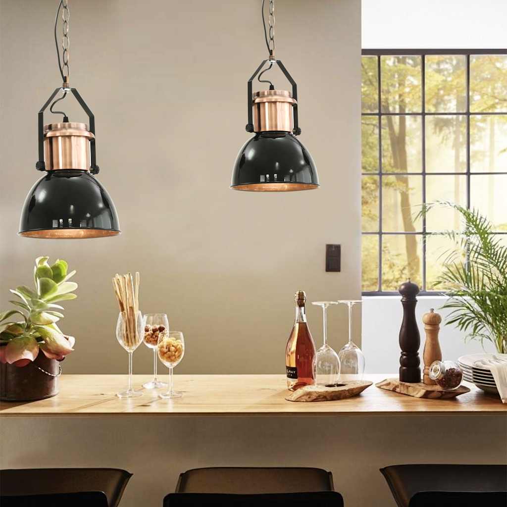 loftslampe 2 stk. rund E27 sort billede