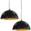 loftslamper 2 stk. halvkugle 50 cm E27 sort og guldfarvet