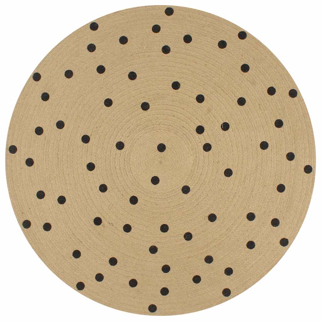 håndlavet tæppe med polkaprikker jute 90 cm