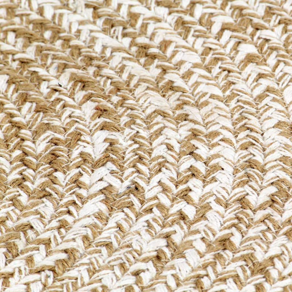 håndlavet tæppe jute 120 cm hvid og naturfarvet