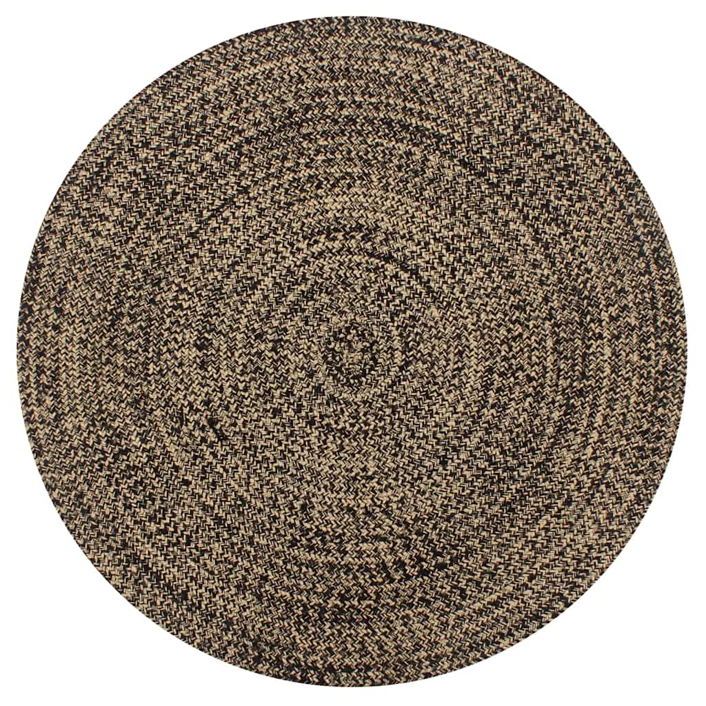 håndlavet tæppe jute 90 cm sort og naturfarvet billede
