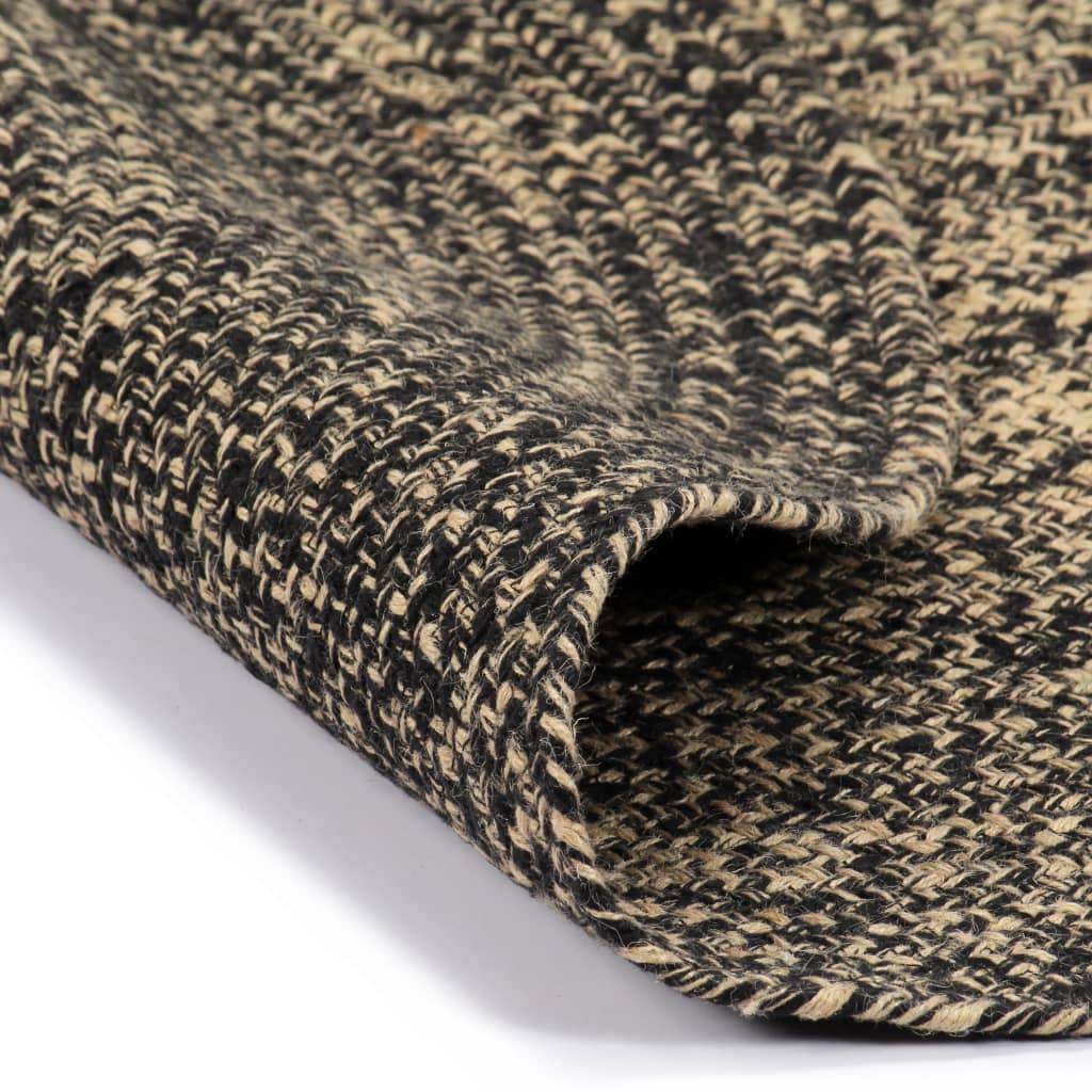 håndlavet tæppe jute 150 cm sort og naturfarvet
